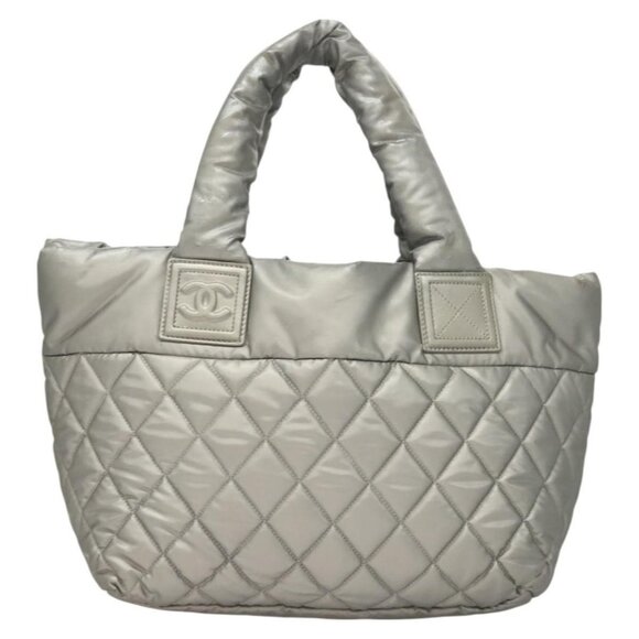 CHANEL Cococoon Tote Bag Nylon Gray Silver CC Auth - Picture 3 of 15